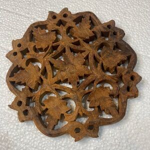 Intricate Carved Wooden Trivet